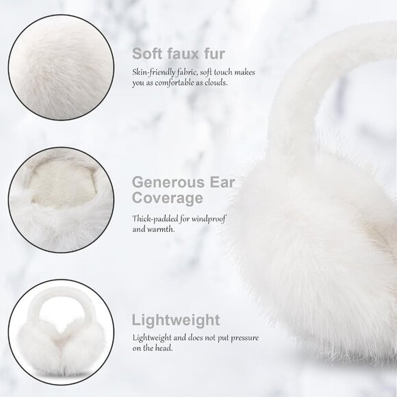 Women Girls Faux Fur Earmuffs Warm Winter Foldable Cozy Fashion Accessory main image 5